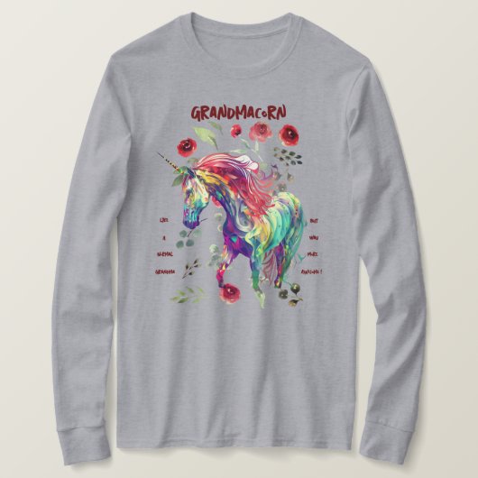 (Grau) Oma Unicorn T-Shirt (Design vorne)