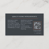 Grau Orange Bau Dachdecker Handwerker QR-Code Visitenkarte (Rückseite)