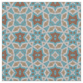 Grau Orange Brown Türkquoise Ethnisches Muster Kun Stoff (Nahaufnahme)