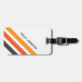 Grau-orange diagonale Retrostreifen weiß Gepäckanhänger (Vorderseite horizontal)