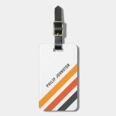 Grau-orange diagonale Retrostreifen weiß Gepäckanhänger (Vorderseite vertikal)