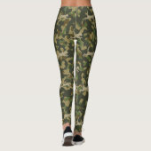 Grau Orange Olive Braun Katzen Tarnmuster Leggings (Rückseite)