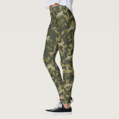 Grau Orange Olive Braun Katzen Tarnmuster Leggings (Links)
