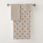 Grau Orange Punkte Badhandtuch Set (Insitu)