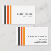 Grau-orange Streifen modern und weiß Visitenkarte (Vorne/Hinten)