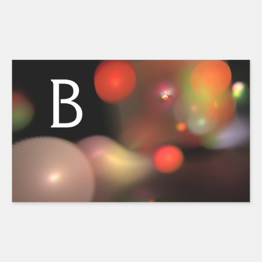 GRAU ORANGE YELLOW BLACK FRAKTAL BUBBLES MONOGRAMM RECHTECKIGER AUFKLEBER (Vorderseite)