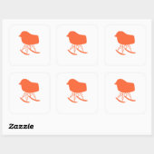 Grau-Orangefarbene Silhouette des Patterns Mitte d Quadratischer Aufkleber (Blatt)