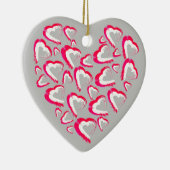 Grau-Ornament Rot und Weiß Herz Keramik Ornament (Rechts)