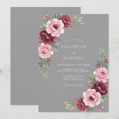 Grau-Ornamentale Herbsthochzeit Einladung (Vorne/Hinten)