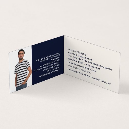 Grau-Paint-Roller, Maler- und Dekorator-Foto Visitenkarten (Innenseite)