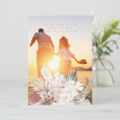 Grau Pampas Grass Floral Ultimate Tropical Dschung Save The Date (Stehend Vorderseite)