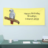 Grau-Papagei-Cartoon Banner (Messe)