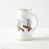 Grau-Papagei-Cartoon Bierglas (VorderseiteRechts)