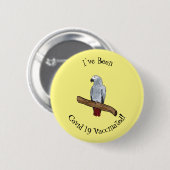 Grau-Papagei-Cartoon Button (Vorne & Hinten)