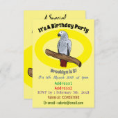 Grau-Papagei-Cartoon Einladung (Vorne/Hinten)