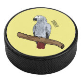 Grau-Papagei-Cartoon Eishockey Puck (3/4)