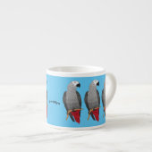 Grau-Papagei-Cartoon Espressotasse (Vorderseite Rechts)