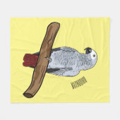 Grau-Papagei-Cartoon Fleecedecke (Vorderseite (Horizontal))