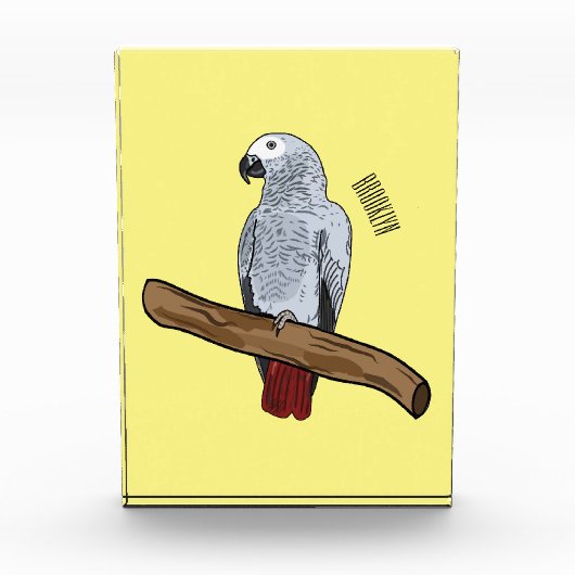 Grau-Papagei-Cartoon Fotoblock (Vorderseite)
