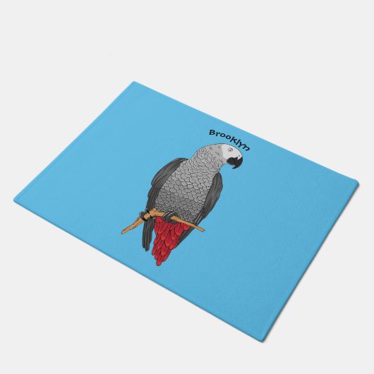 Grau-Papagei-Cartoon Fußmatte (Schrägansicht)