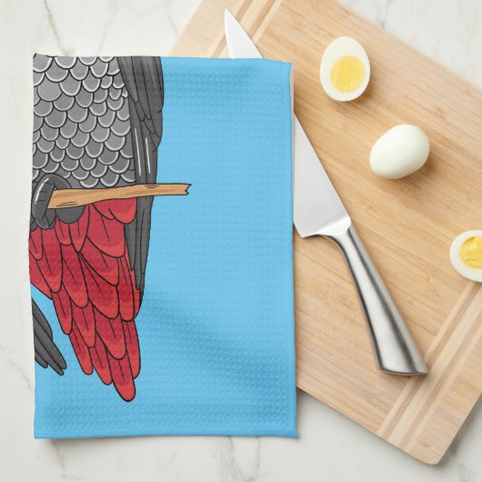 Grau-Papagei-Cartoon Geschirrtuch (Viertel Falte)