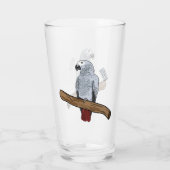 Grau-Papagei-Cartoon Glas (Rückseite)