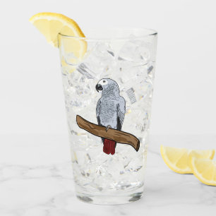 Grau-Papagei-Cartoon Glas