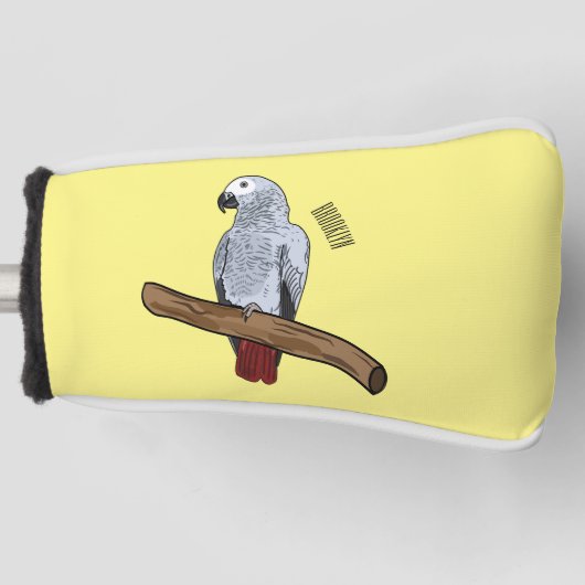 Grau-Papagei-Cartoon Golf Headcover (Vorderseite)