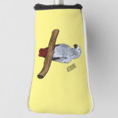 Grau-Papagei-Cartoon Golf Headcover (Rotieren 90)