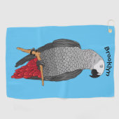 Grau-Papagei-Cartoon Golfhandtuch (Horizontal)