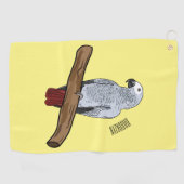 Grau-Papagei-Cartoon Golfhandtuch (Horizontal)