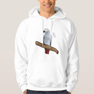 Grau-Papagei-Cartoon Hoodie