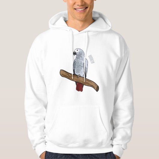 Grau-Papagei-Cartoon Hoodie (Vorderseite)