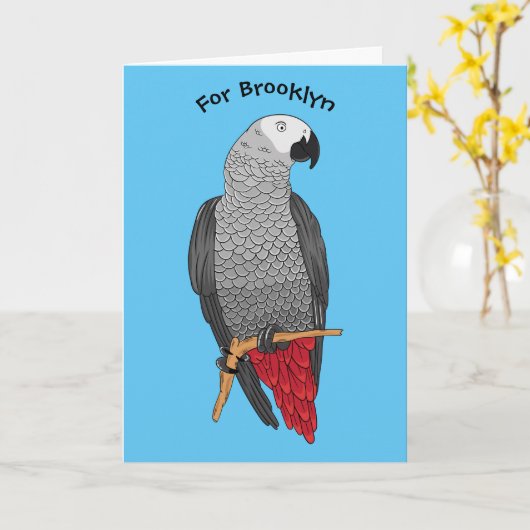 Grau-Papagei-Cartoon Karte (Gelbe Blume)