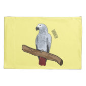 Grau-Papagei-Cartoon Kissenbezug (Rückseite)