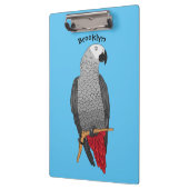 Grau-Papagei-Cartoon Klemmbrett (Links)