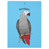 Grau-Papagei-Cartoon Klemmbrett (Rückseite)