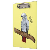 Grau-Papagei-Cartoon Klemmbrett (Links)