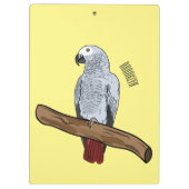 Grau-Papagei-Cartoon Klemmbrett (Rückseite)