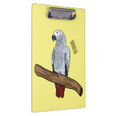 Grau-Papagei-Cartoon Klemmbrett (Rechts)