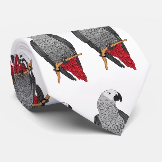 Grau-Papagei-Cartoon Krawatte (Gerollt)