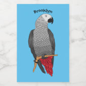 Grau-Papagei-Cartoon Lebensmitteletikett (Einzelnes Label)