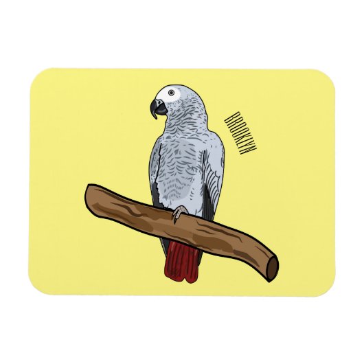 Grau-Papagei-Cartoon Magnet (Horizontal)