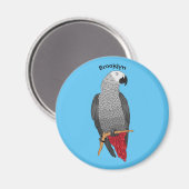 Grau-Papagei-Cartoon Magnet (Vorderseite/Rückseite)