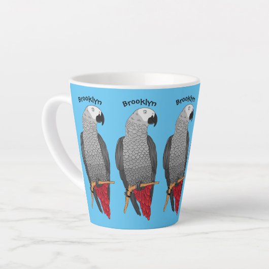 Grau-Papagei-Cartoon Milchtasse (Linke Ecke)