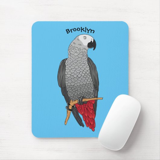 Grau-Papagei-Cartoon Mousepad (Mit Mouse)