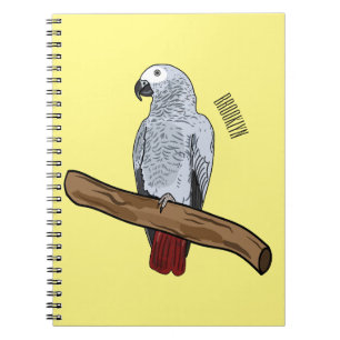 Grau-Papagei-Cartoon Notizblock