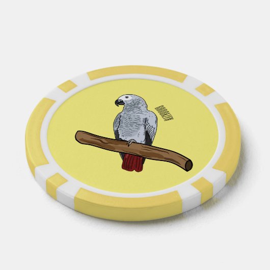 Grau-Papagei-Cartoon Pokerchips (Einzeln)