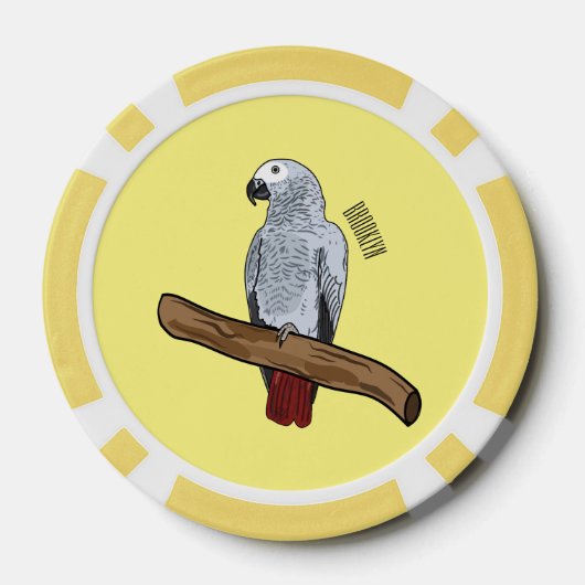 Grau-Papagei-Cartoon Pokerchips (Rückseite)