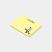 Grau-Papagei-Cartoon Post-it Klebezettel (angewinkelt)